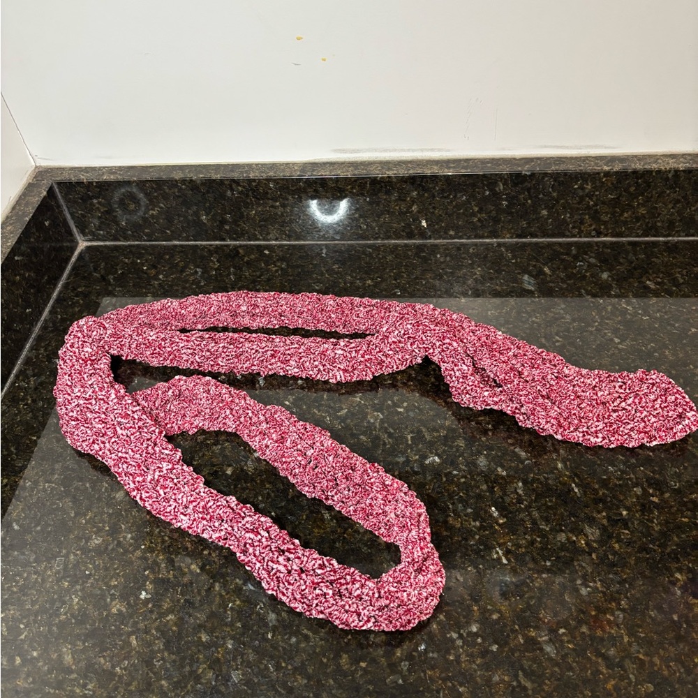 NWOT Cranberry/White Chenille Knit Scarf
